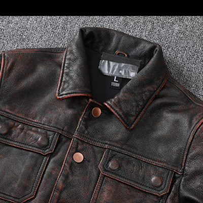 Áo da AKD001 nâu đỏ