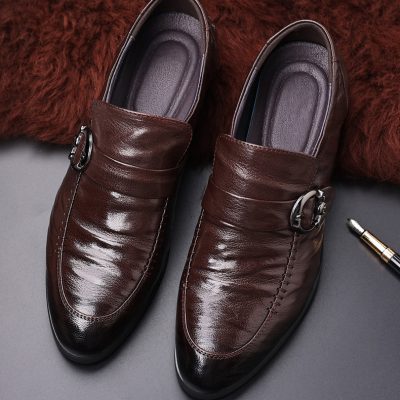 Giày Da Nam GTD016 Da Cừu Đen (Dép Đế Rỗng)