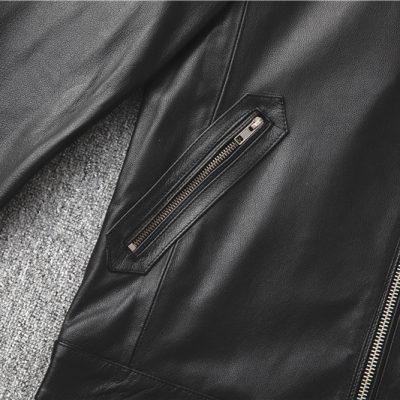 Áo da nam AKD003 da bò đen