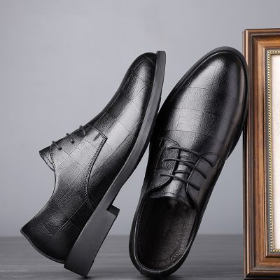 Giày tăng chiều cao nam GTD011 đen vuông