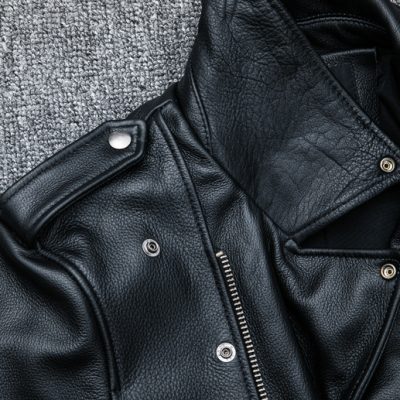 Áo bò thật nam AKD004 áo da đen