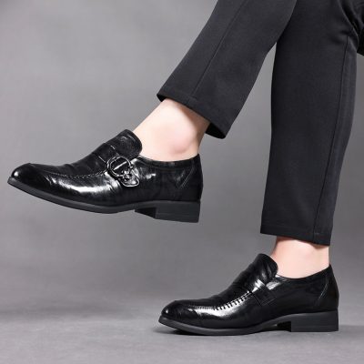 Giày Da Nam GTD016 Da Cừu Đen (Dép Đế Rỗng)