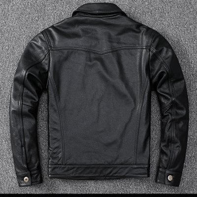 Áo da bò nam đẹp AKD036 đen