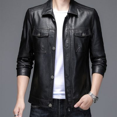 Áo khoác da cừu thật AKD054 đen