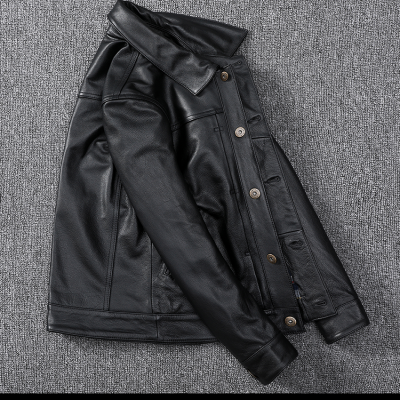 Áo da bò nam đẹp AKD036 đen