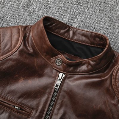 Áo khoác da dê thật AKD037 nâu vàng