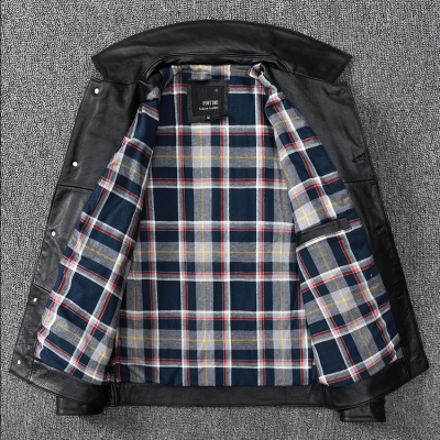 Áo da bò nam đẹp AKD036 đen