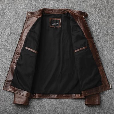 Áo khoác da dê thật AKD037 nâu vàng