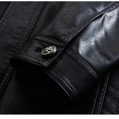 Áo khoác da cừu thật AKD054 đen