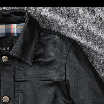 Áo da bò nam đẹp AKD036 đen