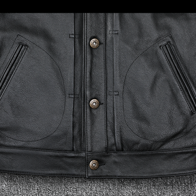 Áo da bò nam đẹp AKD036 đen