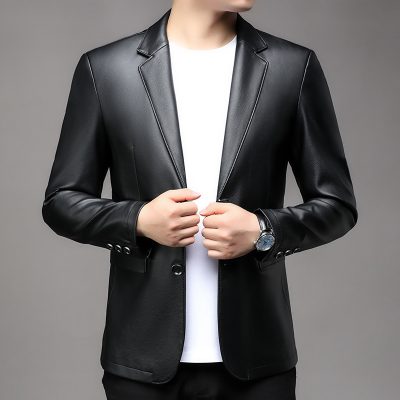 Áo vest nam da cừu AKD042 màu nâu