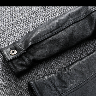 Áo da bò nam đẹp AKD036 đen