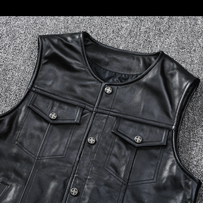 Áo da gile AKD034 đen