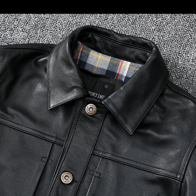 Áo da bò nam đẹp AKD036 đen