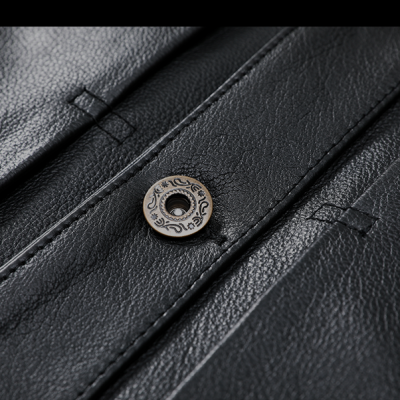 Áo da bò nam đẹp AKD036 đen