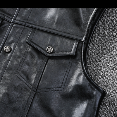 Áo da gile AKD034 đen