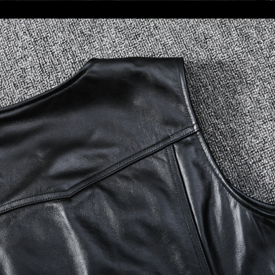 Áo da gile AKD034 đen