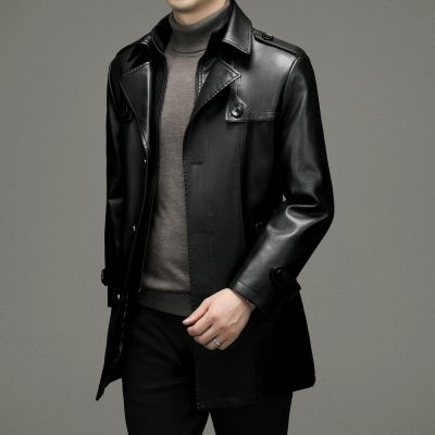 Áo da big size nam AKD047 đen