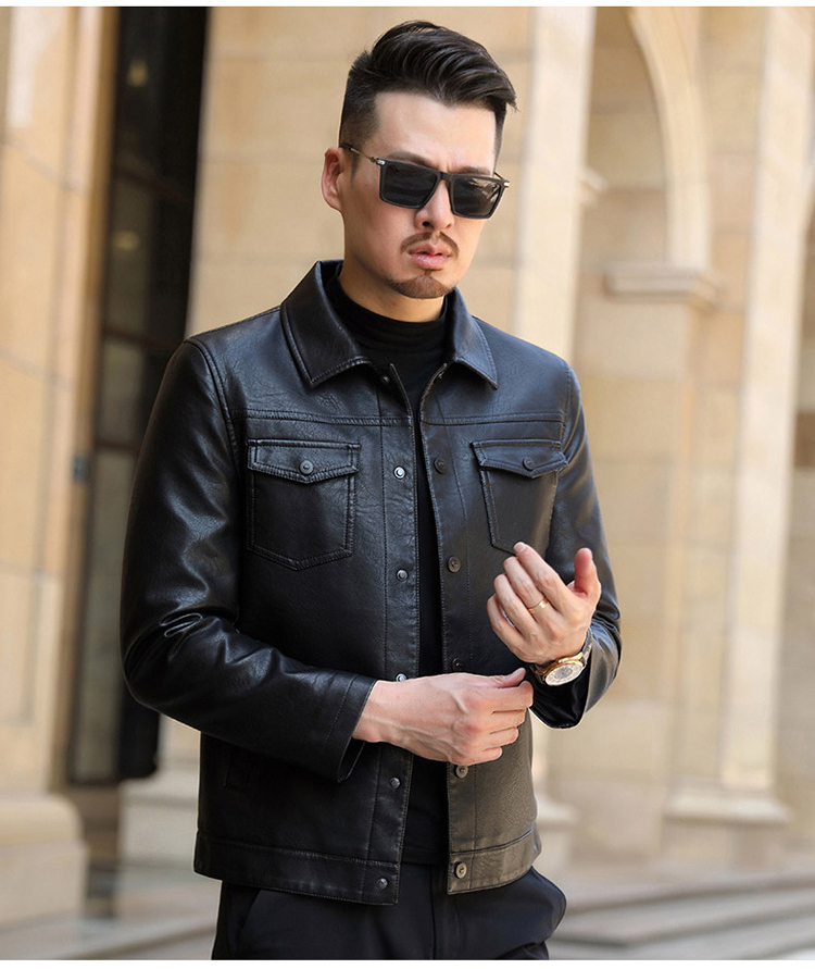 Áo da thật đi Moto