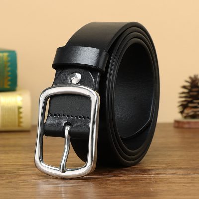 Dây lưng nam da thật DND004 112 thép không gỉ màu đỏ nâu 3,8cm dày 4mm