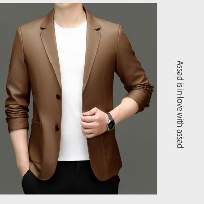 Áo vest nam da cừu AKD042 màu nâu