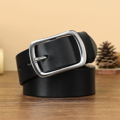 Dây lưng nam da thật DND004 112 thép không gỉ màu đỏ nâu 3,8cm dày 4mm