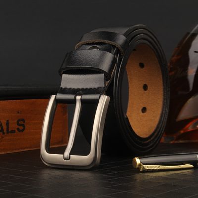 Thắt Lưng Da Cao Cấp Nam Khóa Cài DND014 Khóa Số 7 Màu Đen