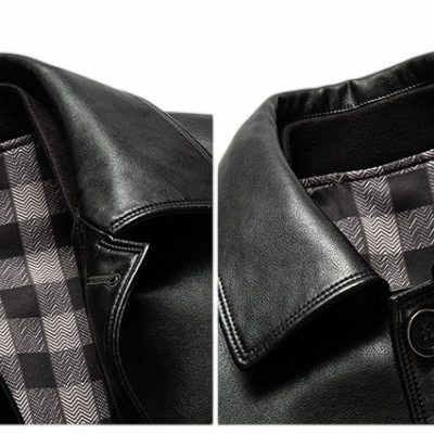 Áo da cừu thật nam AKD043 màu nâu