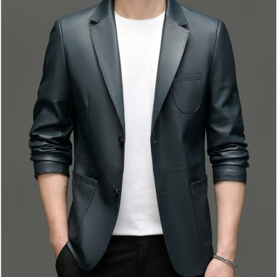 Áo vest da nam AKD053 đen