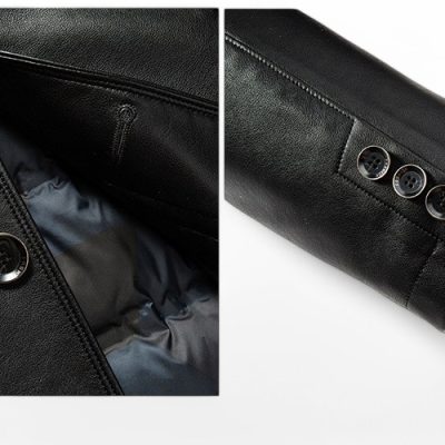 Áo da cừu thật nam AKD043 màu nâu