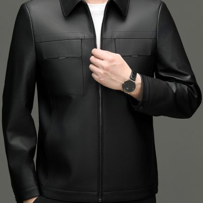 Áo da cừu cao cấp AKD049 đen