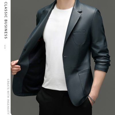 Áo vest da nam AKD053 đen