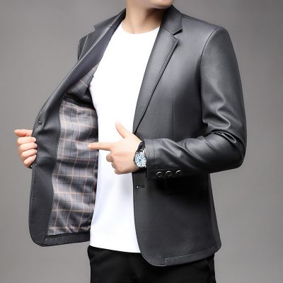 Áo blazer da cừu AKD041 đen