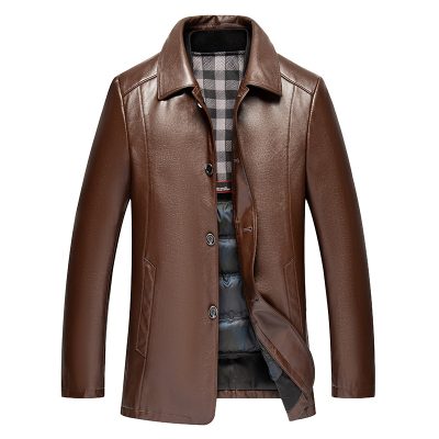 Áo da cừu thật nam AKD043 màu nâu