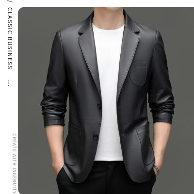 Áo vest da nam AKD053 đen