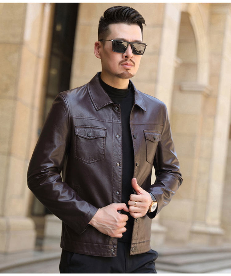 Áo khoác da dáng ôm hiện đại