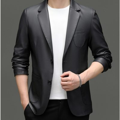 Áo vest da nam AKD053 đen