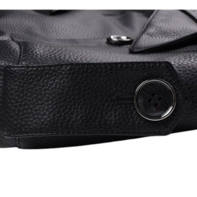 Áo da nam AKD051 đen