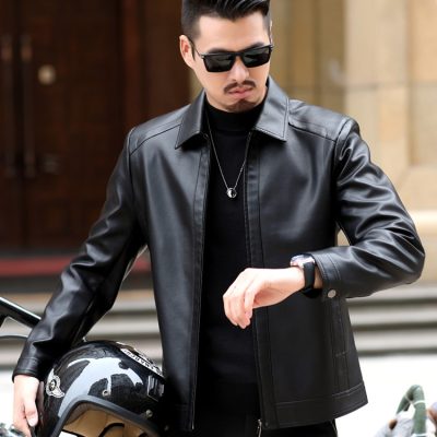 Áo khoác da đẹp AKD044 nâu sẫm dày