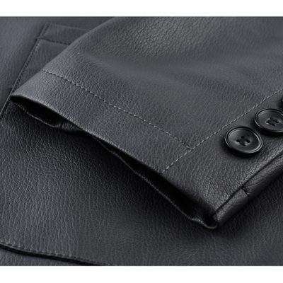 Áo vest da nam AKD053 đen