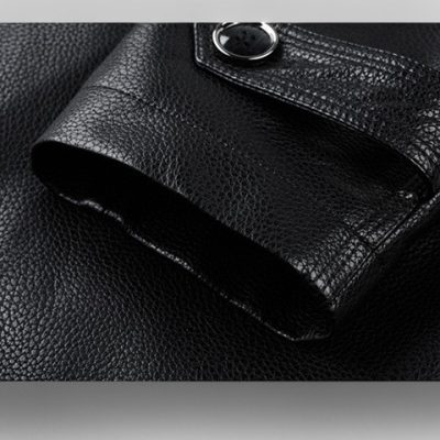 Áo da nam thời trang AKD045 lớp lót cotton màu đen