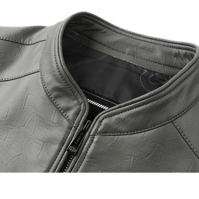 Áo da cừu cổ đứng AKD050 xám