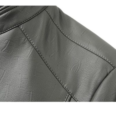 Áo da cừu cổ đứng AKD050 xám