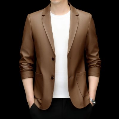 Áo vest nam da cừu AKD042 màu nâu