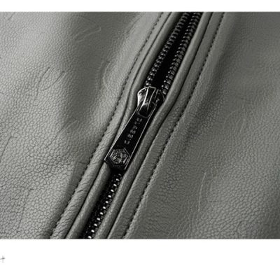 Áo da cừu cổ đứng AKD050 xám