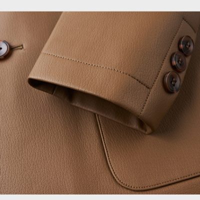 Áo vest nam da cừu AKD042 màu nâu