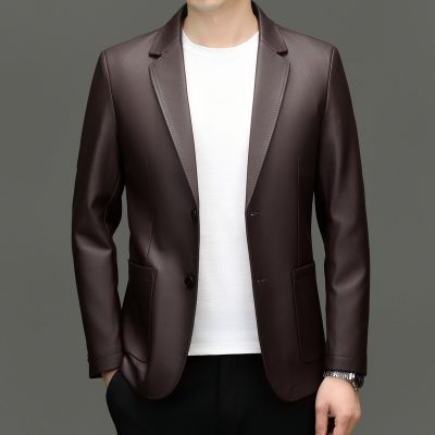 Áo vest nam da cừu AKD042 màu nâu