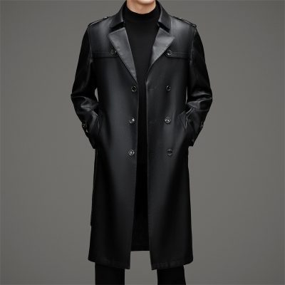 Áo da nam AKD051 đen