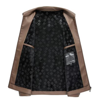 Áo nam da cừu thật AKD046 nhung nâu